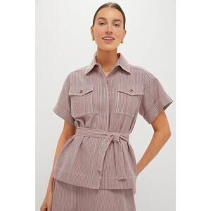 TUCKERNUCK Red Stripe Belted Ava Jacket Size L NWT Retail $148 Tuckernuck